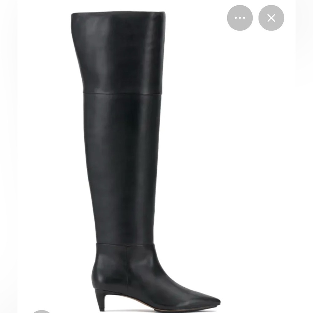 VINCE CAMUTO lana Over the Knee Leather Boot Black Gold Kitten Heel Size 9.5 NEW - Picture 5 of 14